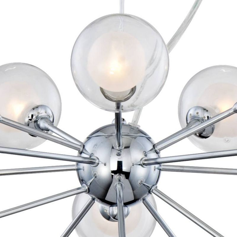 Possini Euro Design Spheres Chrome Chandelier 30" Wide Mid Century Modern Sputnik Glass Shade 15-Light Fixture for Dining Room House Kitchen Island
