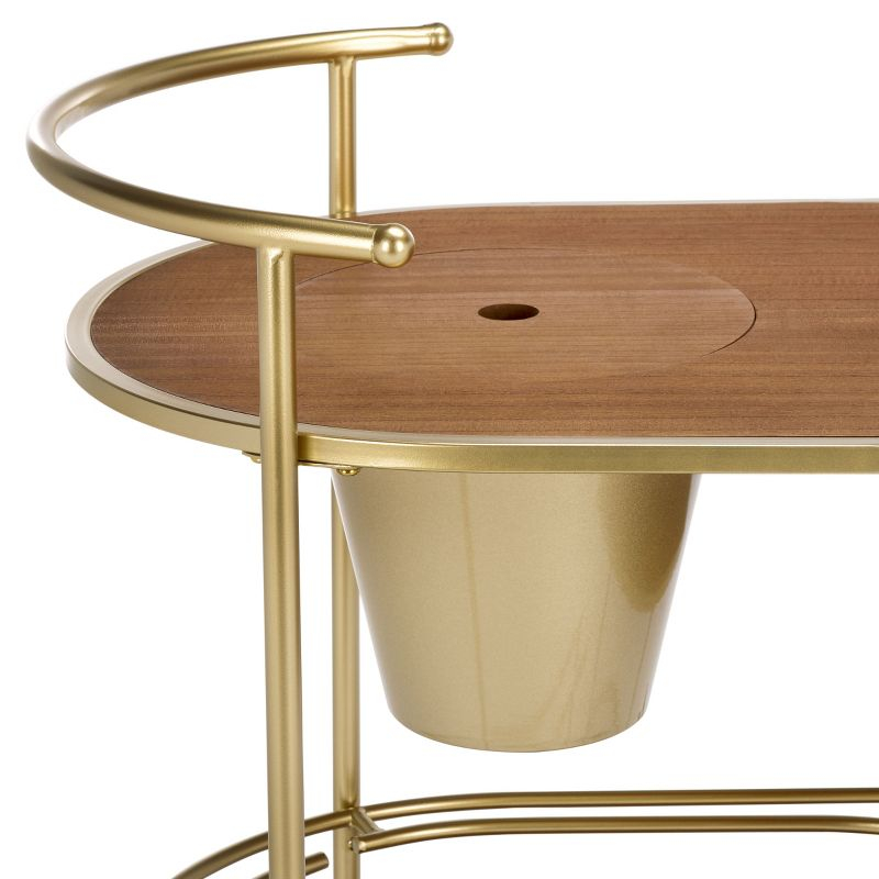 Alora 2 Tier Bar Cart With Bucket - BCT2502A - Brushed Gold/Natural - Safavieh