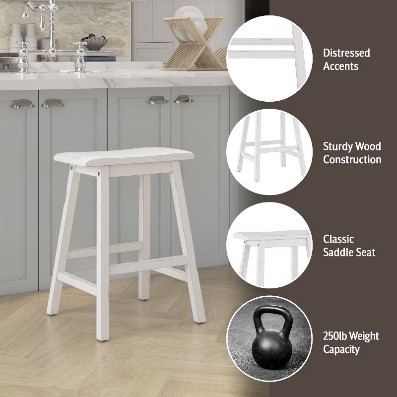 Hillsdale Furniture Moreno Backless 24" NonSwivel Counter Height Barstool Sea White: Wooden Kitchen Stool, Fixed Height
