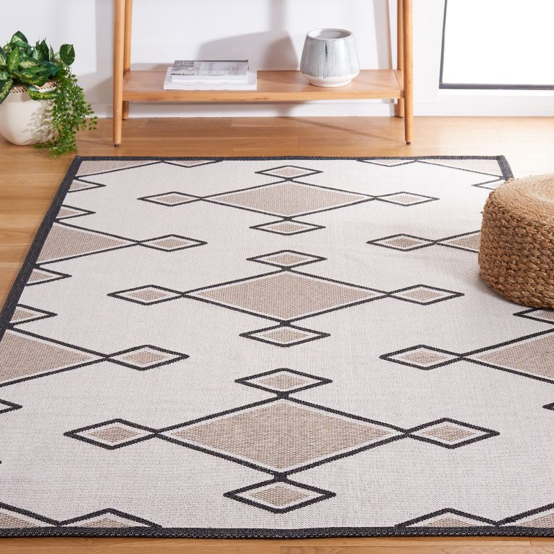 Augustine AGT439 Machine Made Indoor Area Rug - Beige/Black - 6'-4"x6'-4" - Safavieh