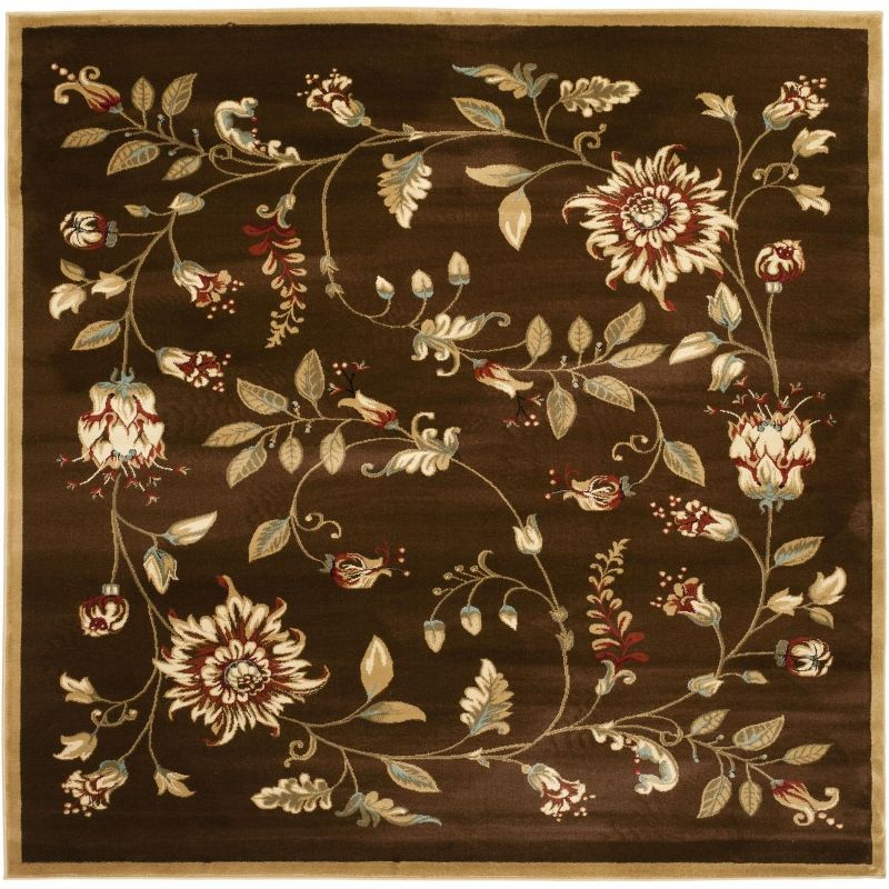 Lyndhurst LNH552 Power Loomed Area Rug - Brown/Multi - 6'7"x6'7" - Safavieh