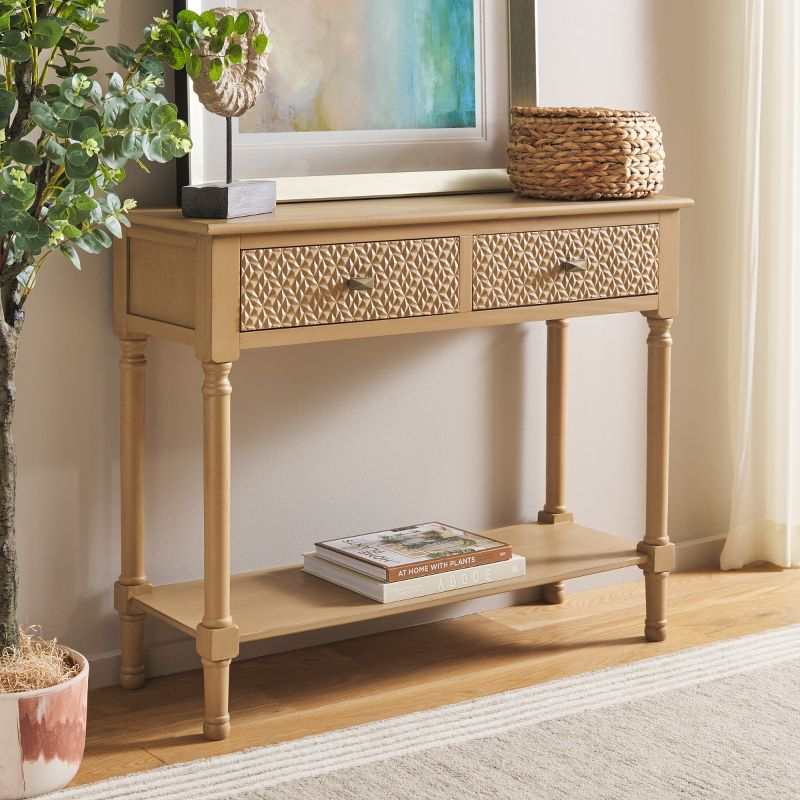Halton 2 Drawer Console Table - Camel - Safavieh