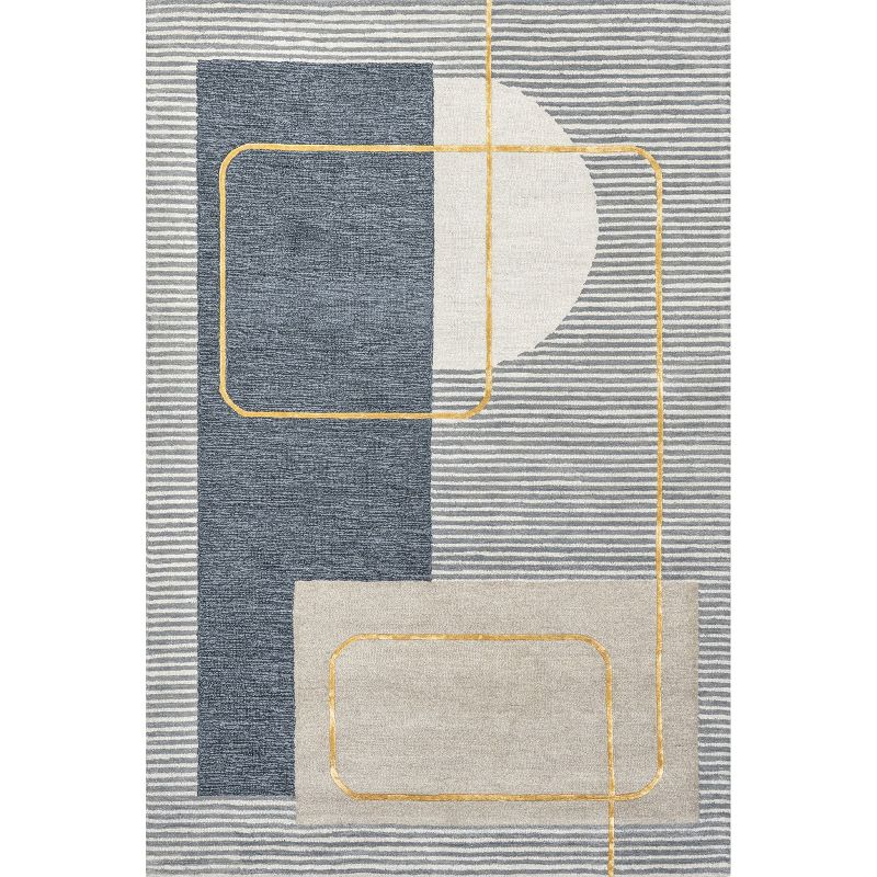 Nuloom Shelley Abstract Striped Wool Indoor Area Rug, 4' x 6', Blue