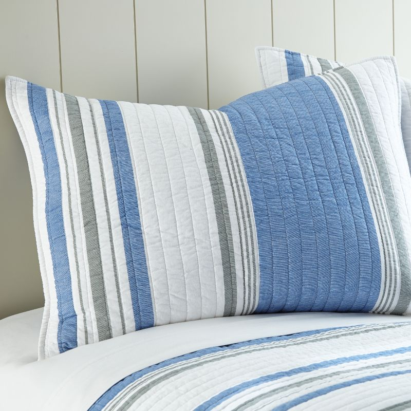 St Bart Coastal Quilt Set - Full/Queen Quilt and Two Standard Shams Blue - Levtex Home