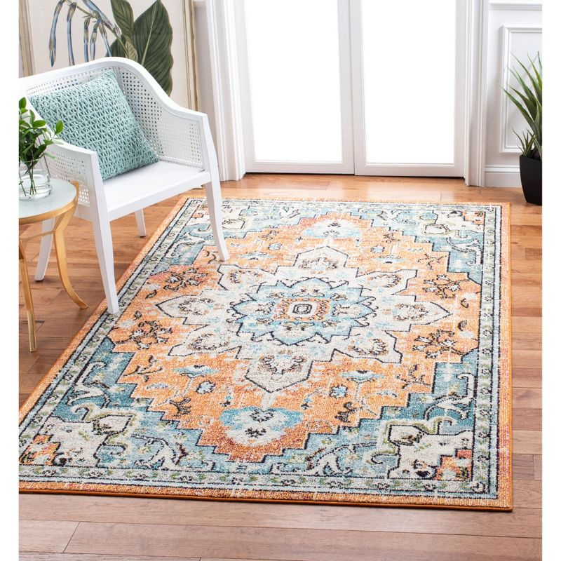 Madison MAD473 Power Loomed Indoor Area Rug - Orange/Teal - 5'3"x7'6" - Safavieh