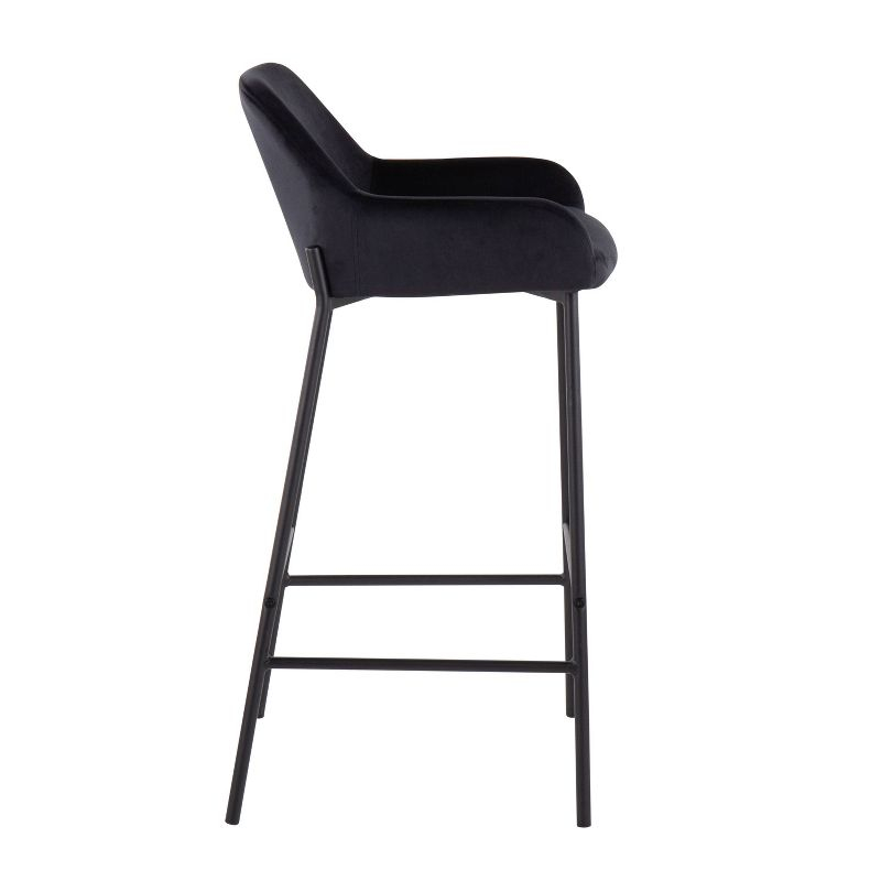 Set of 2 Daniella Metal/Velvet Barstools Black - LumiSource: Upholstered, 30" Fixed Height, Foam Padded
