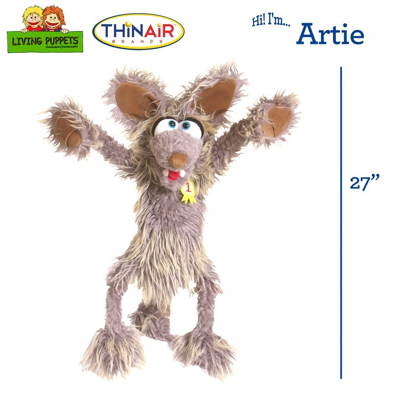 Living Puppets: Artie The Coyote - 27" Large Plush Hand Puppet, Handmade Pal