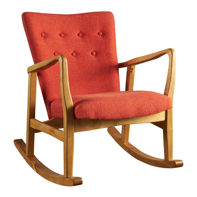 Christopher Knight Home Callum Mid-Century Fabric Rocker Muted Orange: Upholstered Accent Chair, Polyester, Hardwood Frame