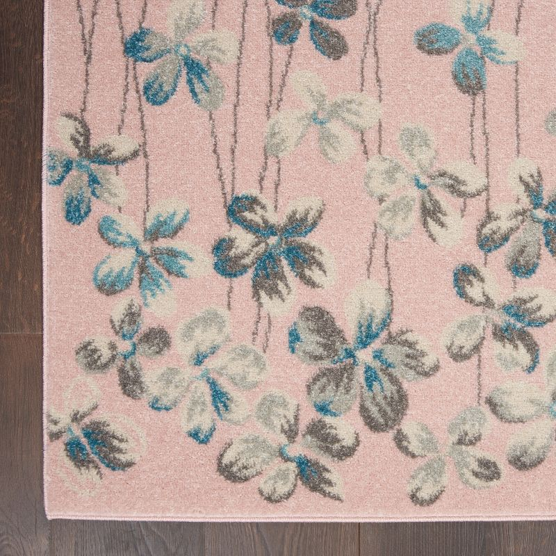 Nourison Tranquil 5'3" X 7'3" (5' x 7') Pink Area Rug Bohemian Botanical Vine and Bloom by Nourison