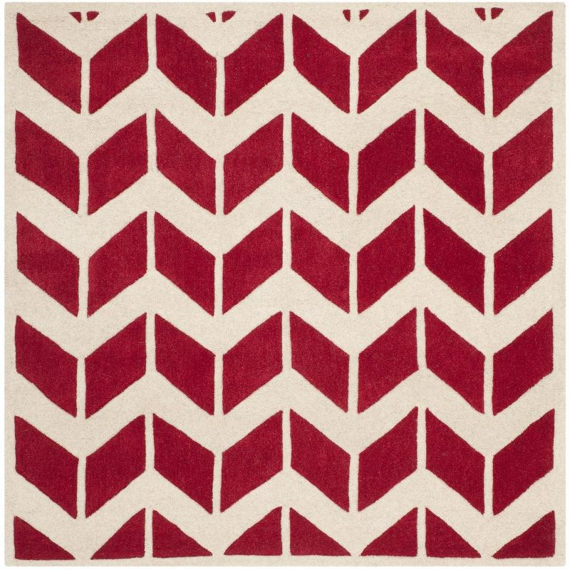Chatham CHT746 Hand Tufted Area Rug Red / Ivory 5' X 5'  - Safavieh.