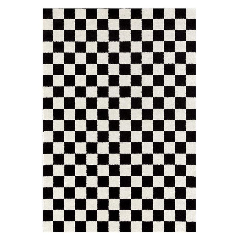 Luxe Weavers Checkered Black and White Geometric 8x10 Area Rug