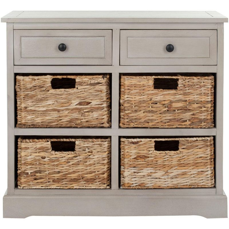 Herman Storage Unit with Wicker Baskets - Vintage Grey - Safavieh.