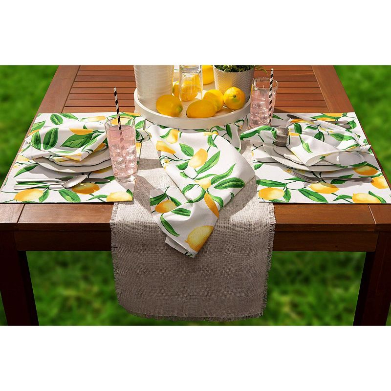 Design Imports Lemon Bliss Print Outdoor Table Runner 14X108 Inches