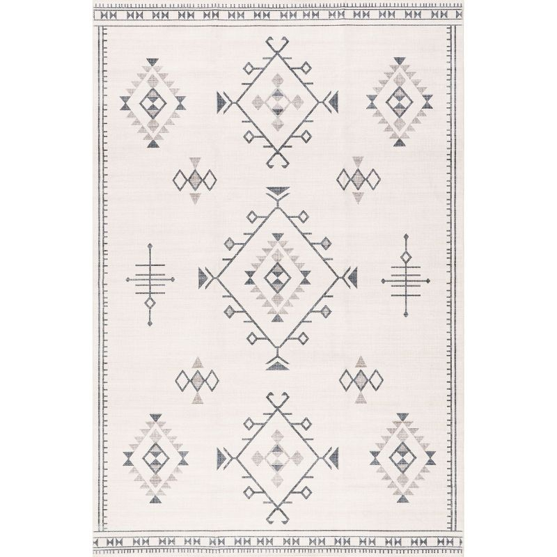 Nuloom Evalyn Southwestern Pet Friendly Machine Washable Area Rug, 3' x 5', Cream