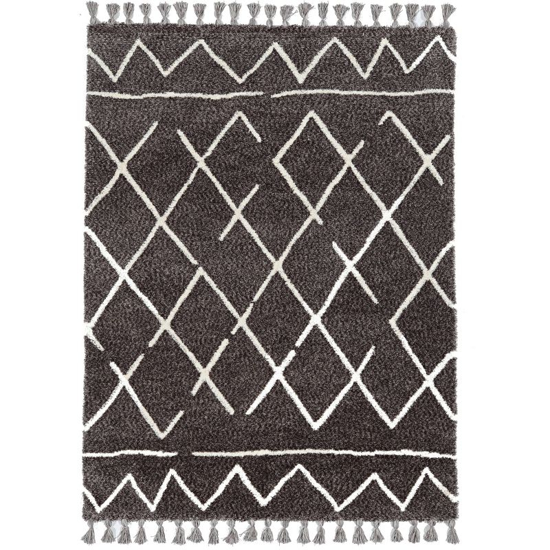 5'x7' Marrakech Zip Rug Gray/Ivory - Linon: Contemporary Tufted Accent, Medium Pile, Indoor Rectangle Rug