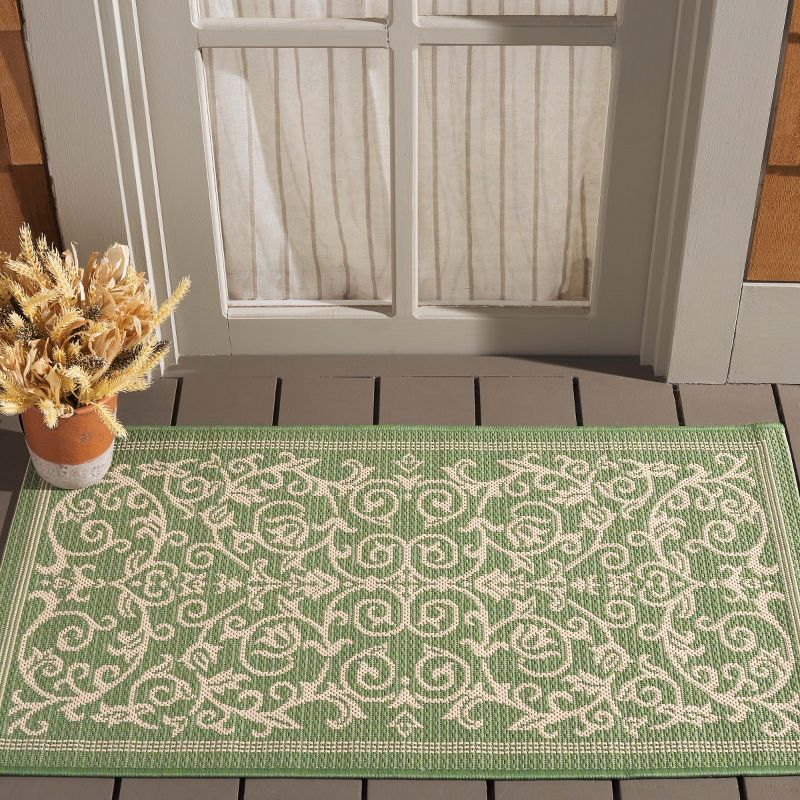 Courtyard CY2098 Power Loomed Indoor and Outdoor Accent Rug - Olive/Natural - 2'7"x5' - Safavieh