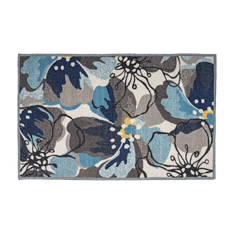 World Rug Gallery Modern Floral Non-Slip (Non-skid) Indoor Area Rug - Gray 20" x 30"
