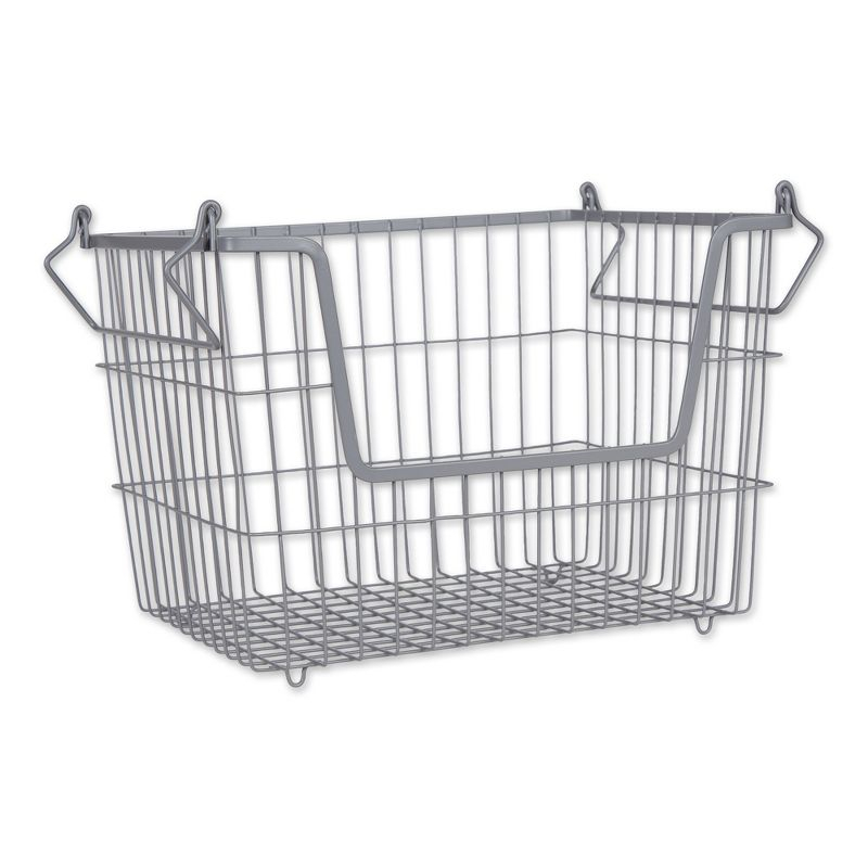 Metal Basket Cool Gray Rectangle Medium 13X11X9