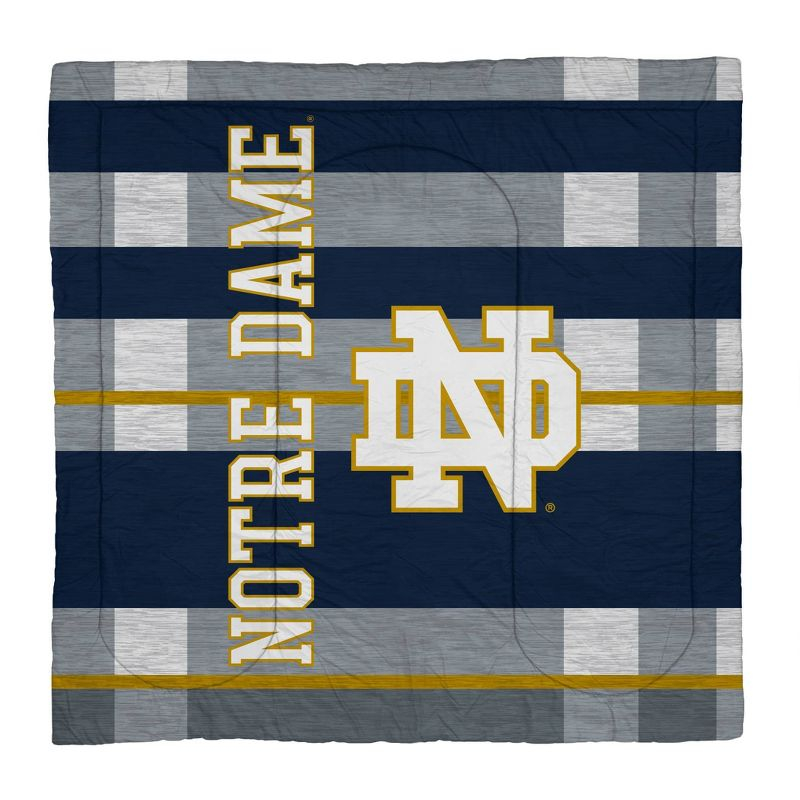NCAA Notre Dame Fighting Irish Heathered Stripe Queen Bedding Set in a Bag - 3pc