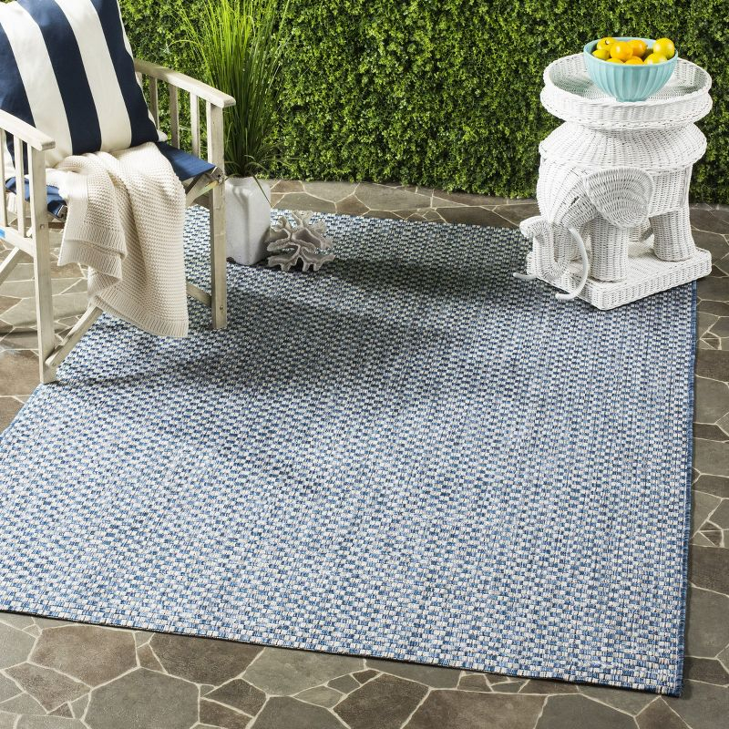 Courtyard CY8653 Power Loomed Indoor and Outdoor Area Rug - Blue/Light Grey - 5'3"x7'7" - Safavieh