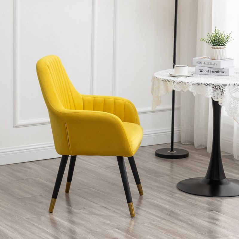 Roundhill Furniture Tuchico Contemporary Velvet Upholstered Accent Chair, Yellow
