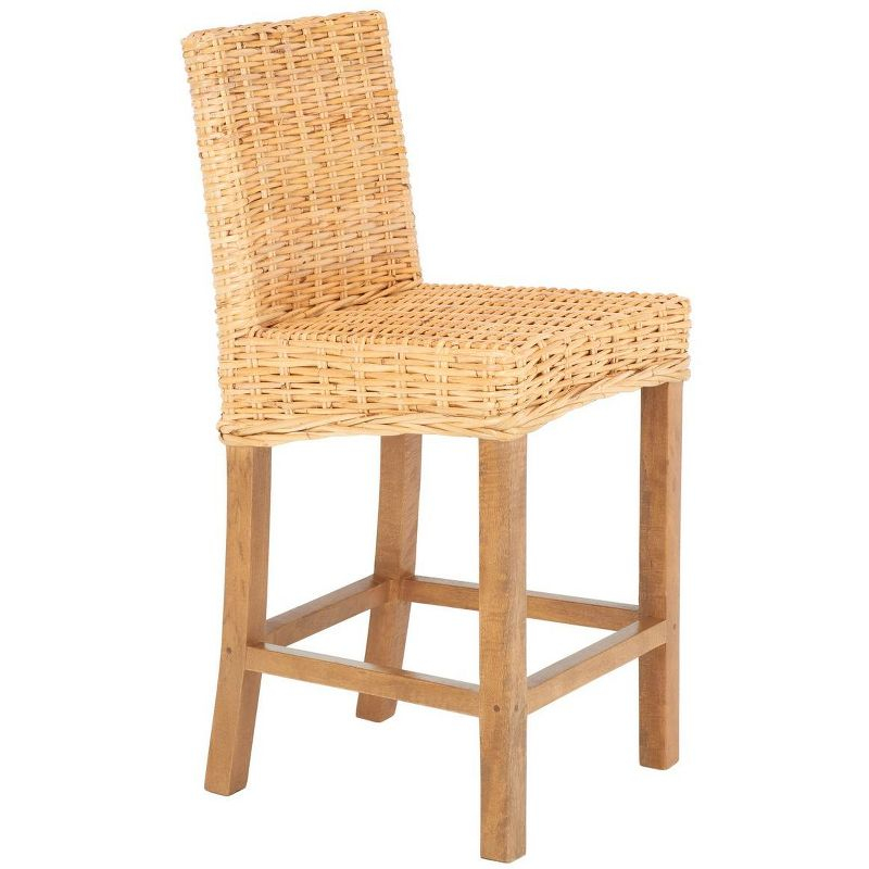 Tobie Rattan Counter Stool - BST6501 - Natural/Golden Brown - Safavieh