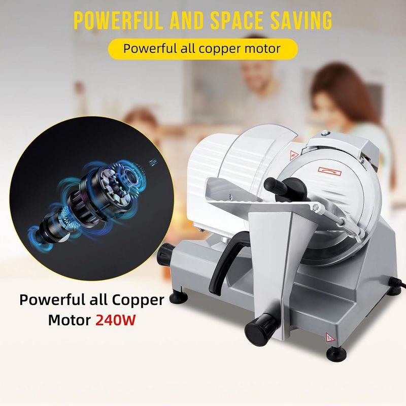 Commercial 10" Electric Meat Slicer Blade Food Slicer Cutter 240W With Child Lock Protection