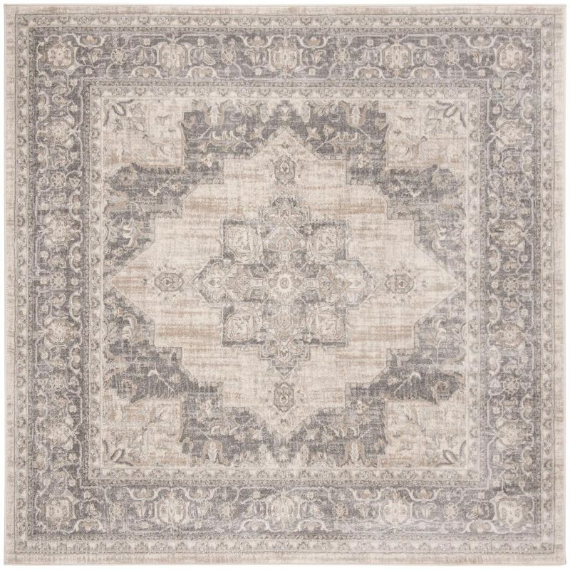 Brentwood BNT865 Power Loomed Indoor Area Rug - Cream/Grey - 8'x8' - Safavieh