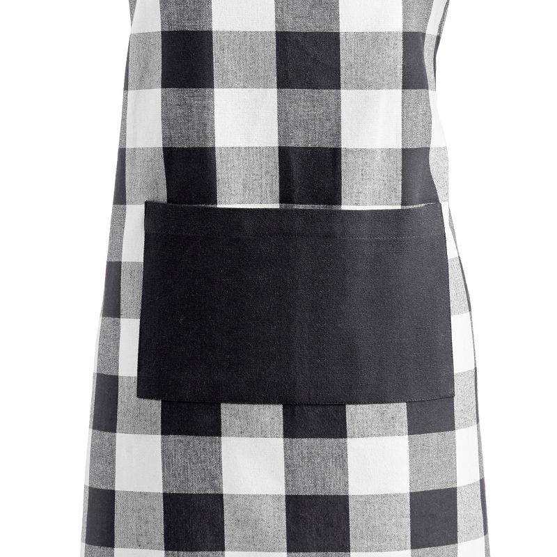 Farmhouse Living Buffalo Check Kitchen Apron with Pocket - 28" x 33" - Black/White - Elrene Home Fashions