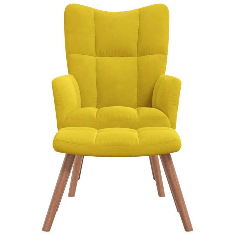 vidaXL Relaxing Chair with a Stool Mustard Yellow Velvet