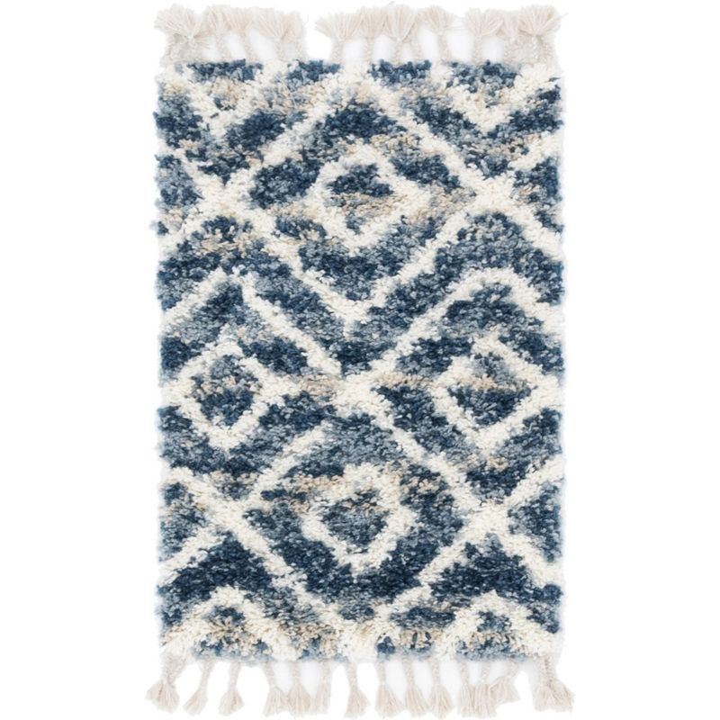 Unique Loom 5' 1 x 8' 0 Blue Hygge Shag Diamond Area Rug
