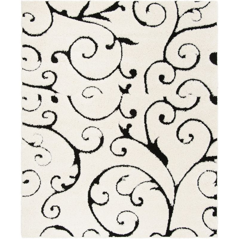 Florida Shag SG455 Power Loomed Area Rug - Ivory/Black - 5'x5' - Safavieh.