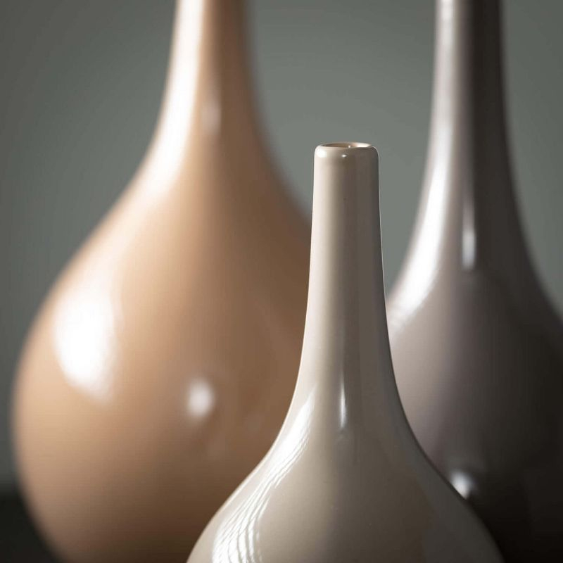 Sullivans Warm Glossy Ceramic Vase Set of 3, 10"H, 9"H & 7"H Multicolored