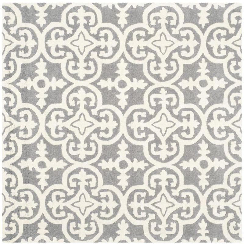 Chatham CHT729 Hand Tufted Area Rug Dark Grey / Ivory 5' X 5'  - Safavieh.