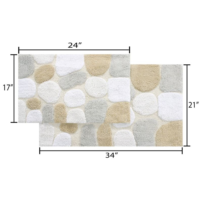 2pc 32"x20" Pebbles Bath Rug Set Spa Light Beige - Chesapeake Merchandising: Cotton Tufted Bathroom Mats, Machine Washable