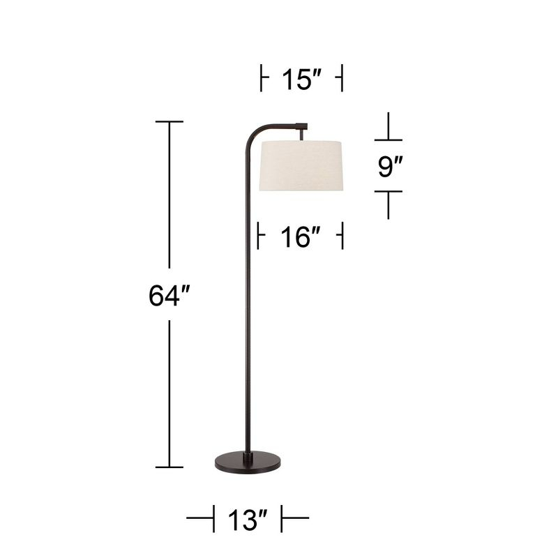 360 Lighting Serra Modern 64" Tall Standing Floor Lamp Curved Chairside Arc Offset Arm Foot Switch Art Deco Brown Dark Bronze Finish Living Room House