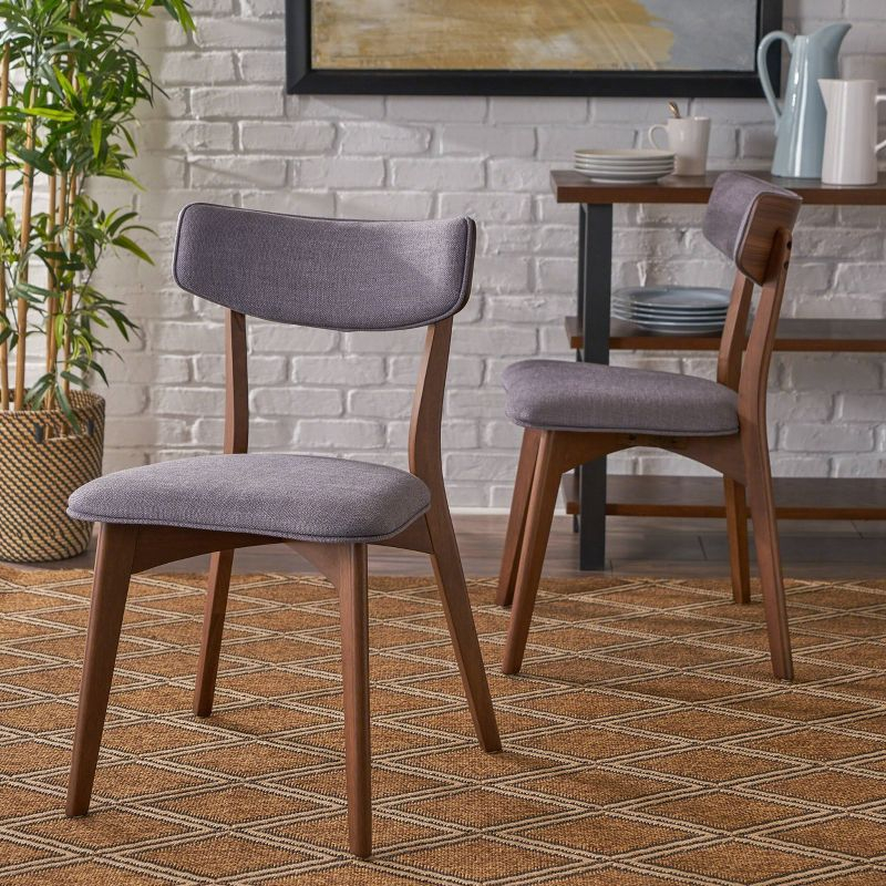 5pc Megann Mid Century Wood Dining Set Walnut/Dark Gray - Christopher Knight Home: Upholstered Chairs, Seats 4