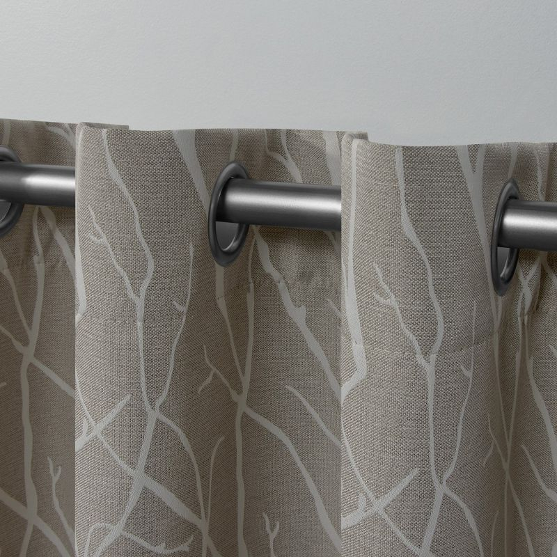 Set of 2 (63"x52") Forest Hill Woven Blackout Grommet Top Window Curtain Panel Gray/Cream - Exclusive Home