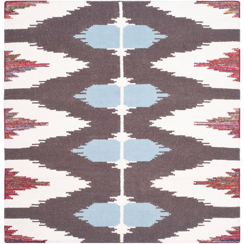 Dhurries DHU647 Hand Woven Flat Weave Indoor Area Rug - Multi - 6'x6' - Safavieh