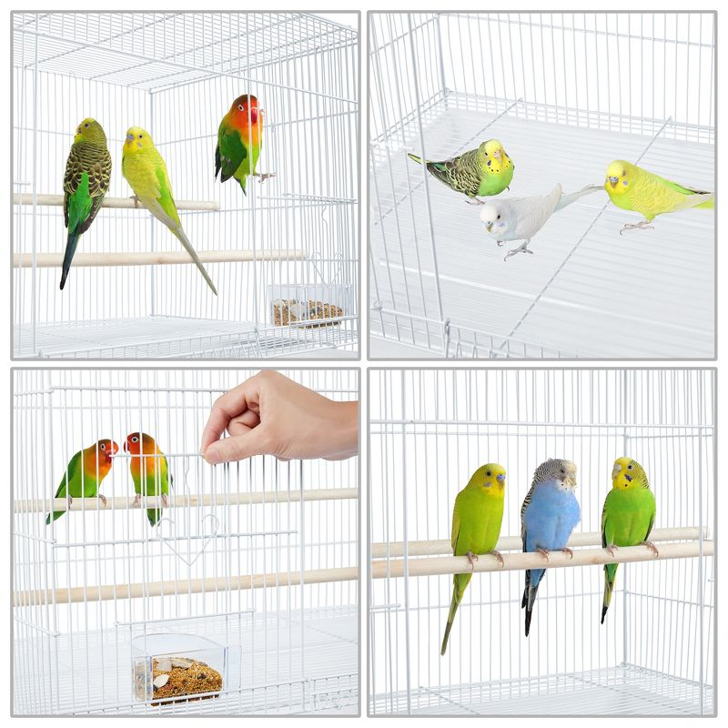 Yaheetech Metal Bird Cage with Rolling Stand for Small Birds Parrots Parakeets Conures White