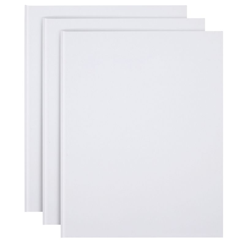 Paper Junkie White Hardcover Blank Books for Kids to Write Stories, 8.5x11 Unlined Journals for Students (36 Pages, 3 Pack)