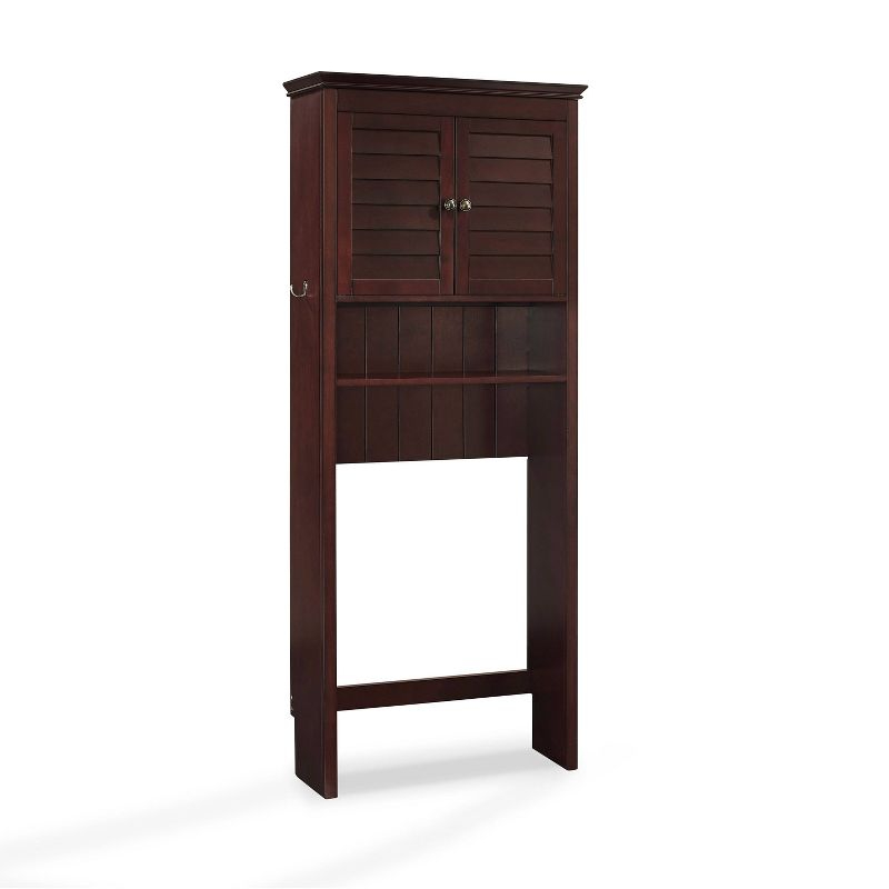 Crosley Lydia Space Saver Espresso Brown: Bathroom Organizer with 4 Shelves, Veneer Finish, Metal Hardware