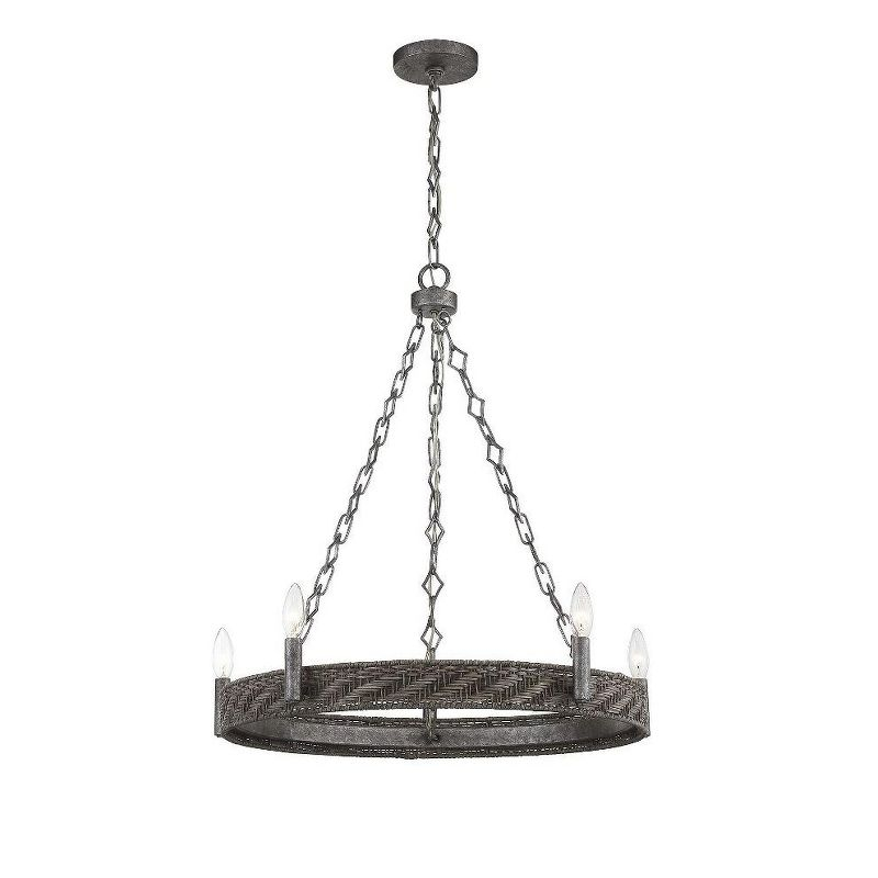 Savoy House Tripoli 5 - Light Chandelier in  Mottled Zinc/Gray Rattan