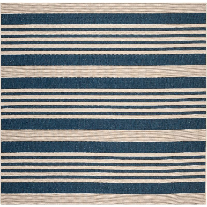 Courtyard CY6062 Power Loomed Indoor/Outdoor Area Rug - Navy/Beige - 7'1x7'1 - Safavieh.