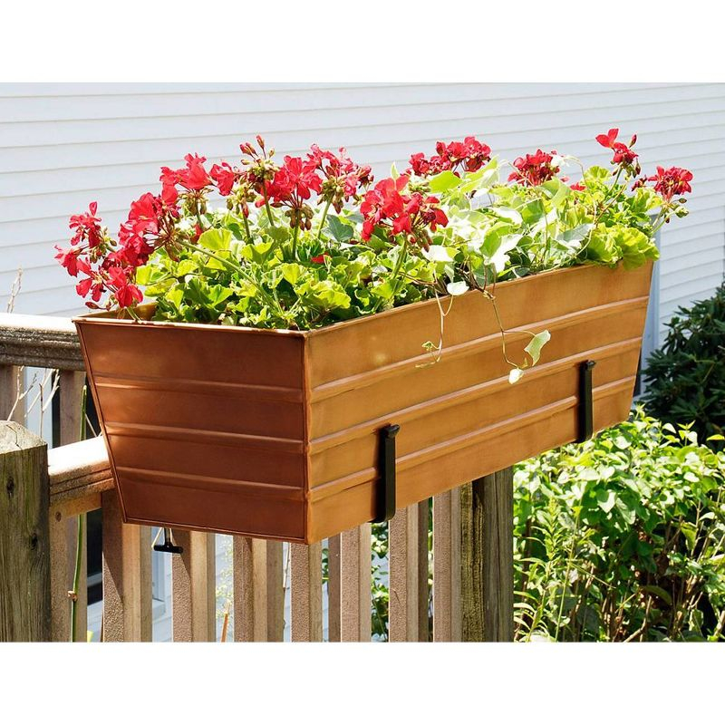5" x 10" Pair of Clamp-On Steel Flower Box Brackets Black - ACHLA Designs: Secure Deck Rail Mounting, Easy Storage