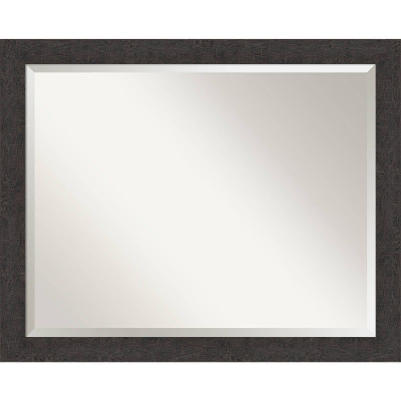 Amanti Art 31"x25" Rustic Plank Espresso Framed Bathroom Vanity Wall Mirror : Beveled, Polystyrene Frame, Wall Mounted
