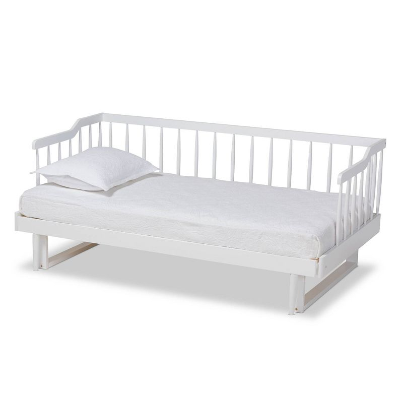 Baxton Studio Twin to King Muriel Expandable Spindle Daybed White : Contemporary Style, No Box Spring Needed