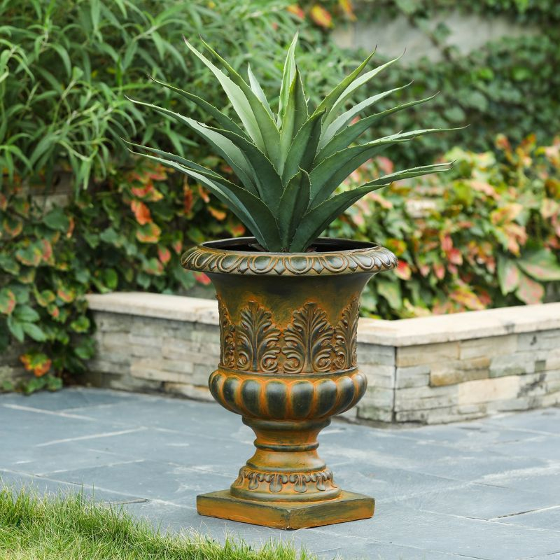 LuxenHome Weathered Brown Decorative MgO Urn Planter