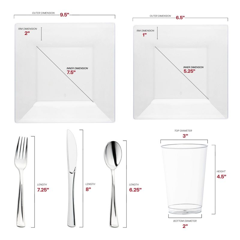 Smarty Had A Party Clear Square Plastic Wedding Set - 120 Sets