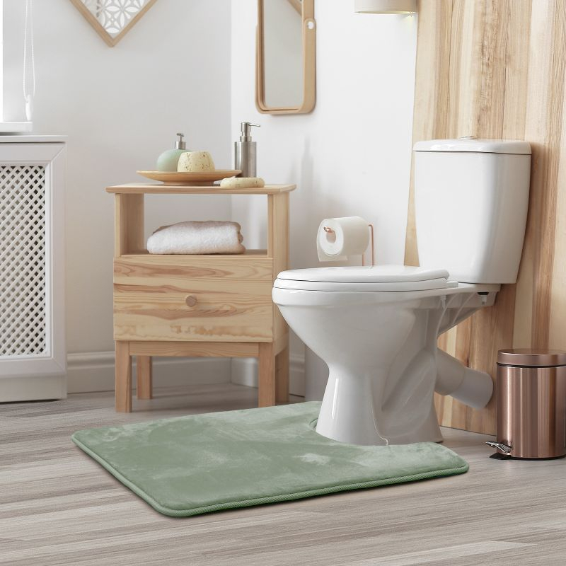 Hearth & Harbor Bathroom Rugs, Velvet Memory Foam Bath Mat - Ultra Soft Sage Green Contour Bath Rug, 20X24